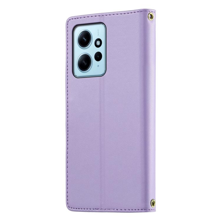 For Redmi Note 12 4G Global Cute Cats Magnetic Closure Vegan Leather Phone Case with Strap