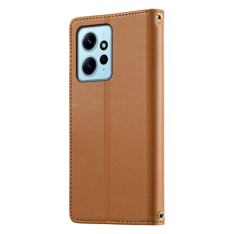 For Redmi Note 12 4G Global Cute Cats Magnetic Closure Vegan Leather Phone Case with Strap