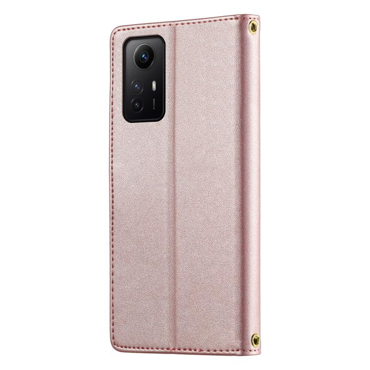 For Redmi Note 12S / Note 11S 4G Cute Cats Magnetic Closure Vegan Leather Phone Case with Strap