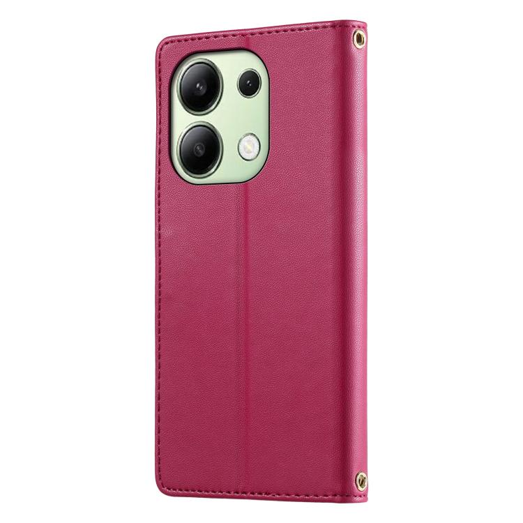 For Redmi Note 13 4G Cute Cats Magnetic Closure Vegan Leather Phone Case with Strap
