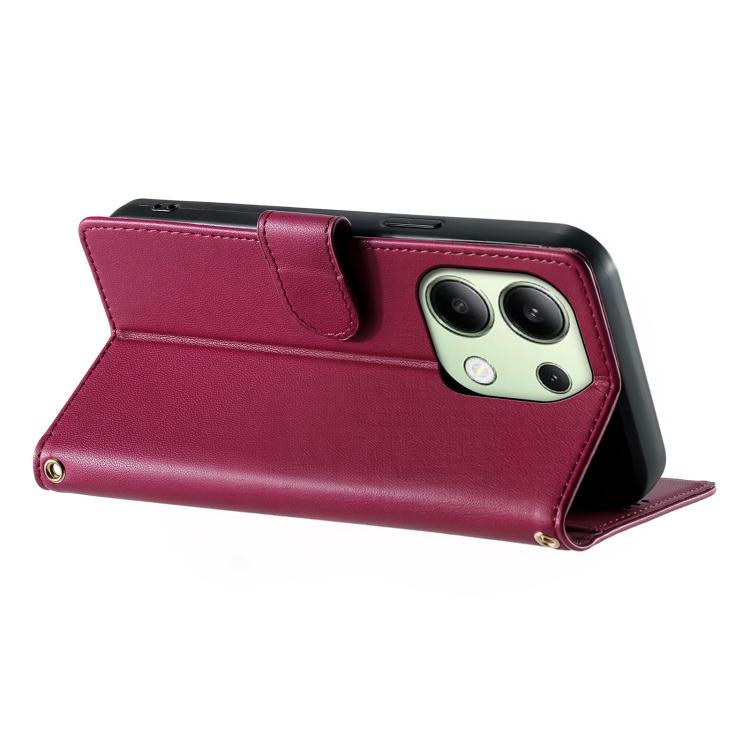 For Redmi Note 13 4G Cute Cats Magnetic Closure Vegan Leather Phone Case with Strap