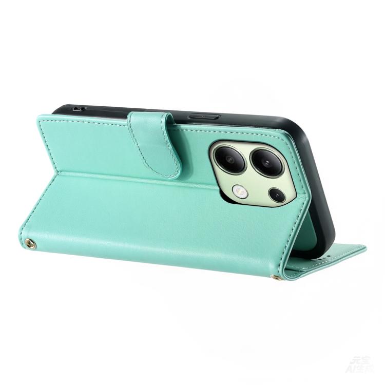 For Redmi Note 13 4G Cute Cats Magnetic Closure Vegan Leather Phone Case with Strap