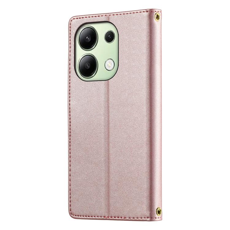 For Redmi Note 13 4G Cute Cats Magnetic Closure Vegan Leather Phone Case with Strap