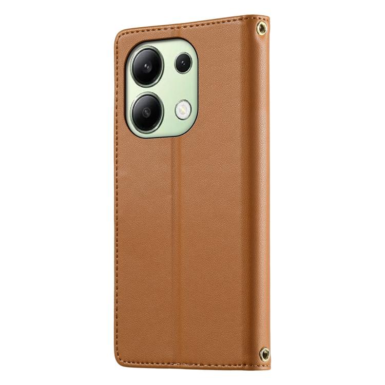 For Redmi Note 13 4G Cute Cats Magnetic Closure Vegan Leather Phone Case with Strap
