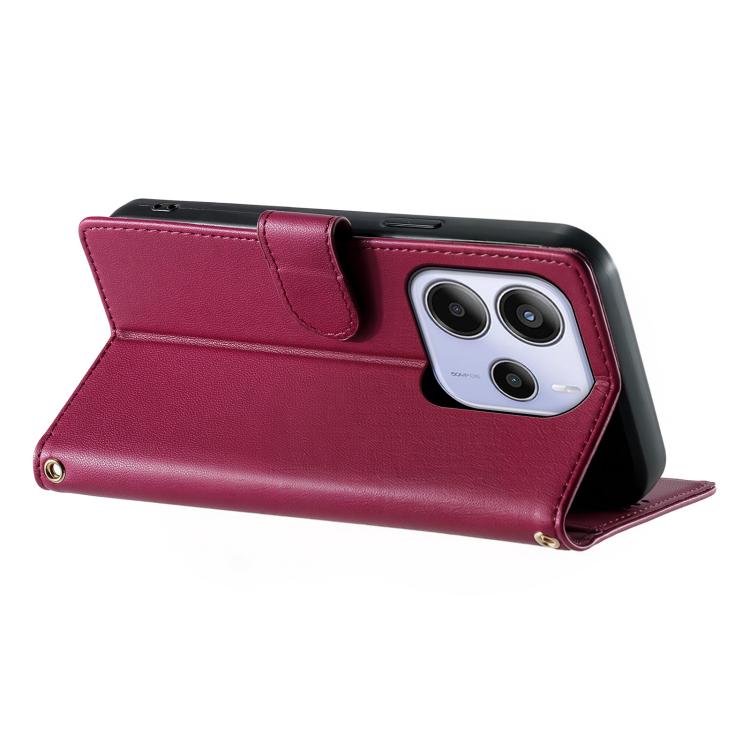 For Redmi Note 14 4G 163.25mm Cute Cats Magnetic Closure Vegan Leather Phone Case with Strap