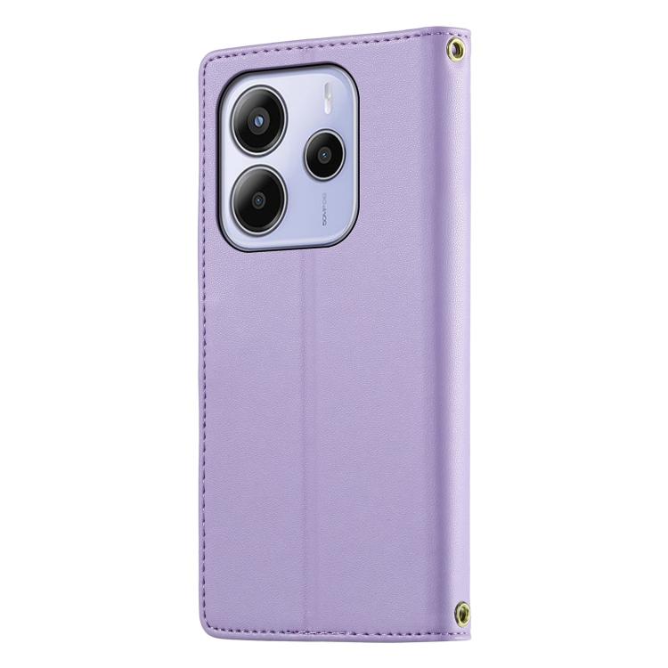 For Redmi Note 14 4G 163.25mm Cute Cats Magnetic Closure Vegan Leather Phone Case with Strap