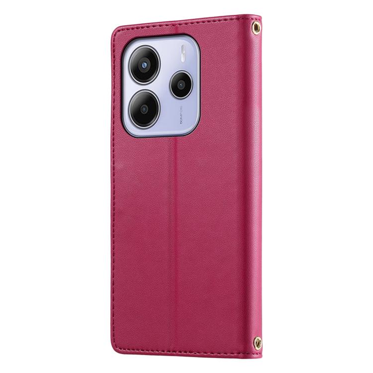 For Redmi Note 14 4G 164.84mm Cute Cats Magnetic Closure Vegan Leather Phone Case with Strap