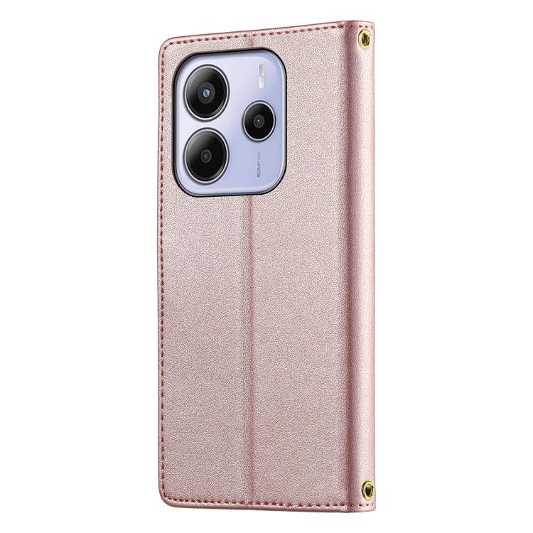 For Redmi Note 14 4G 164.84mm Cute Cats Magnetic Closure Vegan Leather Phone Case with Strap