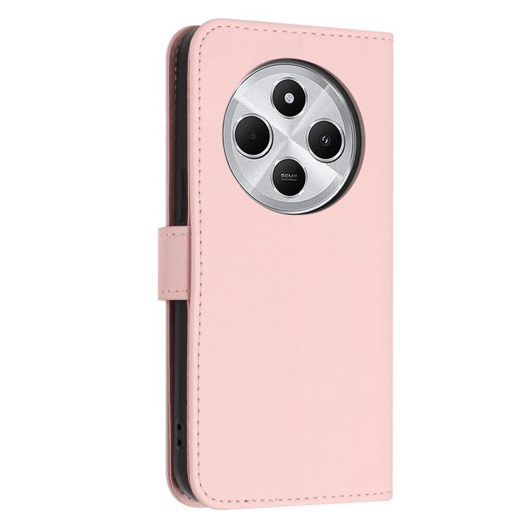 For Redmi 14C 4G / Poco C75 Glitter Butterfly Zipper Vegan Leather Phone Case with Wrist Strap