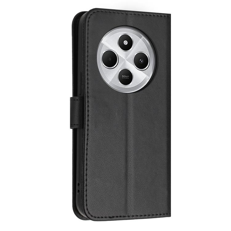 For Redmi 14C 4G / Poco C75 Glitter Butterfly Zipper Vegan Leather Phone Case with Wrist Strap