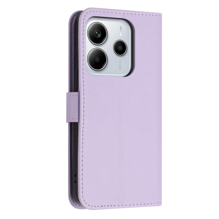 For Redmi Note 14 4G 164.84mm Glitter Butterfly Zipper Vegan Leather Phone Case with Wrist Strap