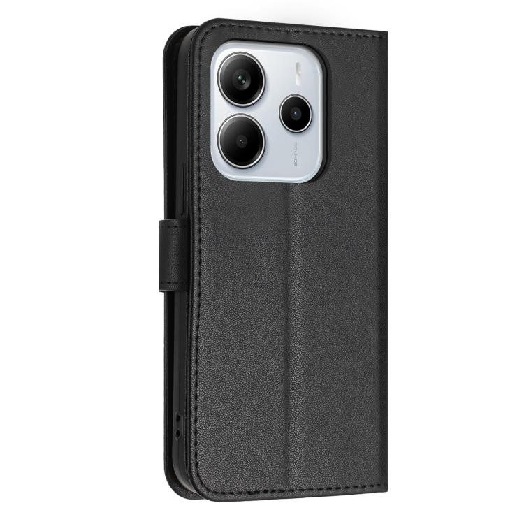For Redmi Note 14 4G 164.84mm Glitter Butterfly Zipper Vegan Leather Phone Case with Wrist Strap