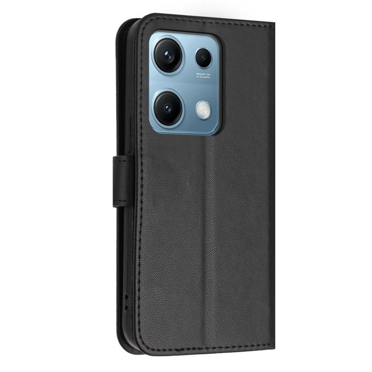 For Redmi Note 14S 4G Global Glitter Butterfly Zipper Vegan Leather Phone Case with Wrist Strap