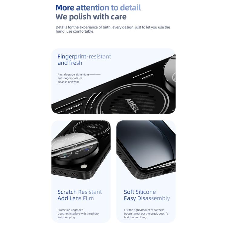 For OPPO Find X9 Ultra 5G ABEEL Ice Fox Series Magsafe Heat Sink Cooling Phone Case