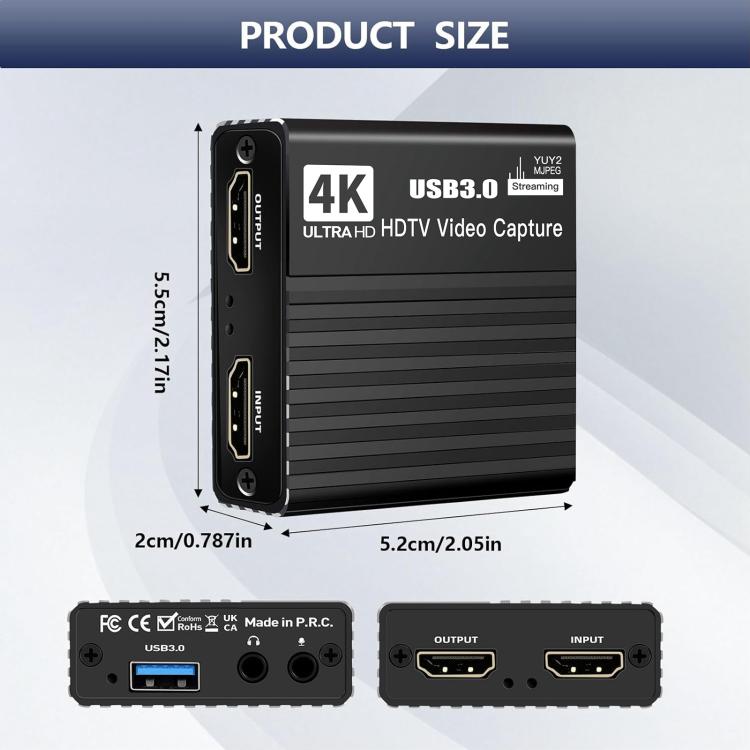 NK-H41 USB 3.0 HDMI 4Kp30 HD Video Capture Card Device - Black