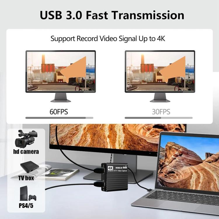 NK-H41 USB 3.0 HDMI 4Kp30 HD Video Capture Card Device - Black