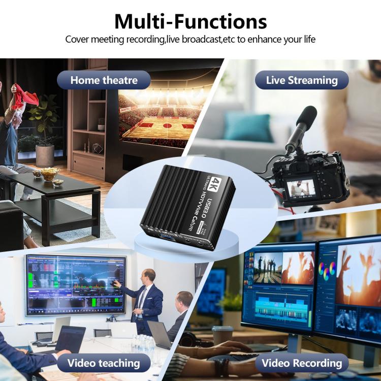 NK-H41 USB 3.0 HDMI 4Kp30 HD Video Capture Card Device - Black