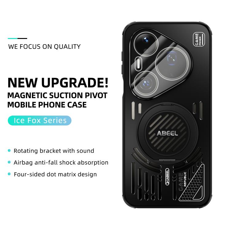 For Huawei Pura 90 Pro Max 5G ABEEL Ice Fox Series Magnetic Heat Sink Cooling Phone Case with Holder