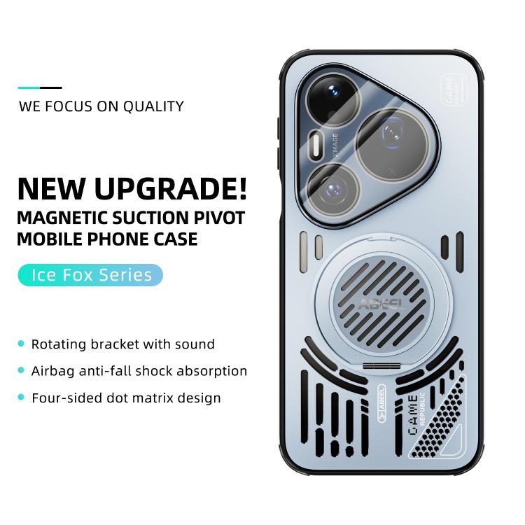 For Huawei Pura 90 Pro Max 5G ABEEL Ice Fox Series Magnetic Heat Sink Cooling Phone Case with Holder
