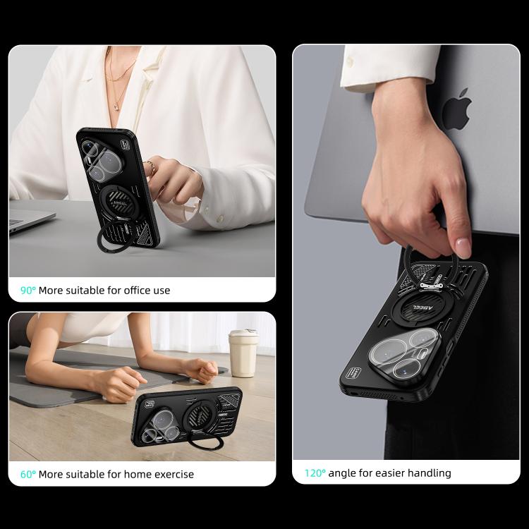 For Huawei Pura 90 Pro Max 5G ABEEL Ice Fox Series Magnetic Heat Sink Cooling Phone Case with Holder