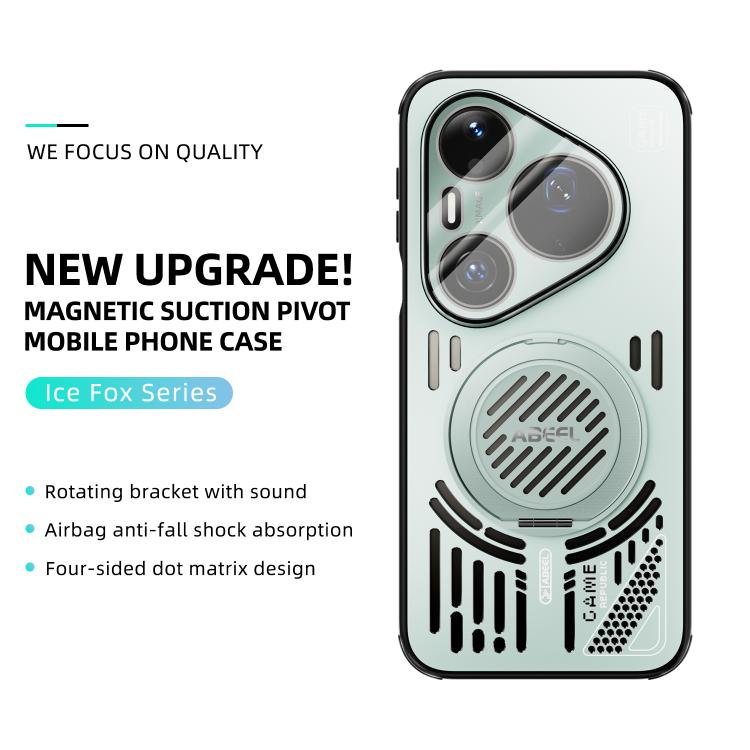 For Huawei Pura 90 Pro Max 5G ABEEL Ice Fox Series Magnetic Heat Sink Cooling Phone Case with Holder