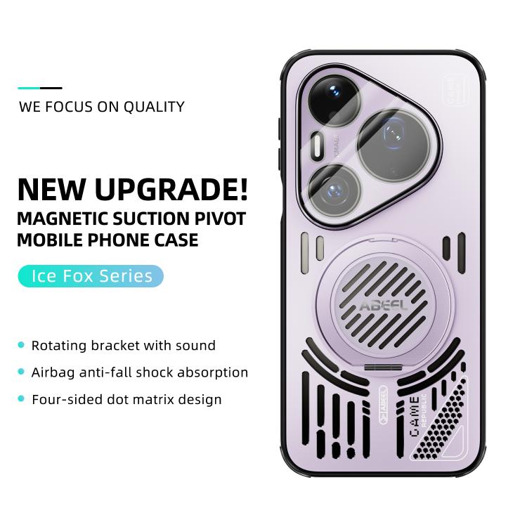 For Huawei Pura 90 Pro Max 5G ABEEL Ice Fox Series Magnetic Heat Sink Cooling Phone Case with Holder