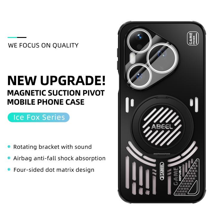 For Huawei Pura 90 Pro 5G ABEEL Ice Fox Series Magnetic Heat Sink Cooling Phone Case with Holder