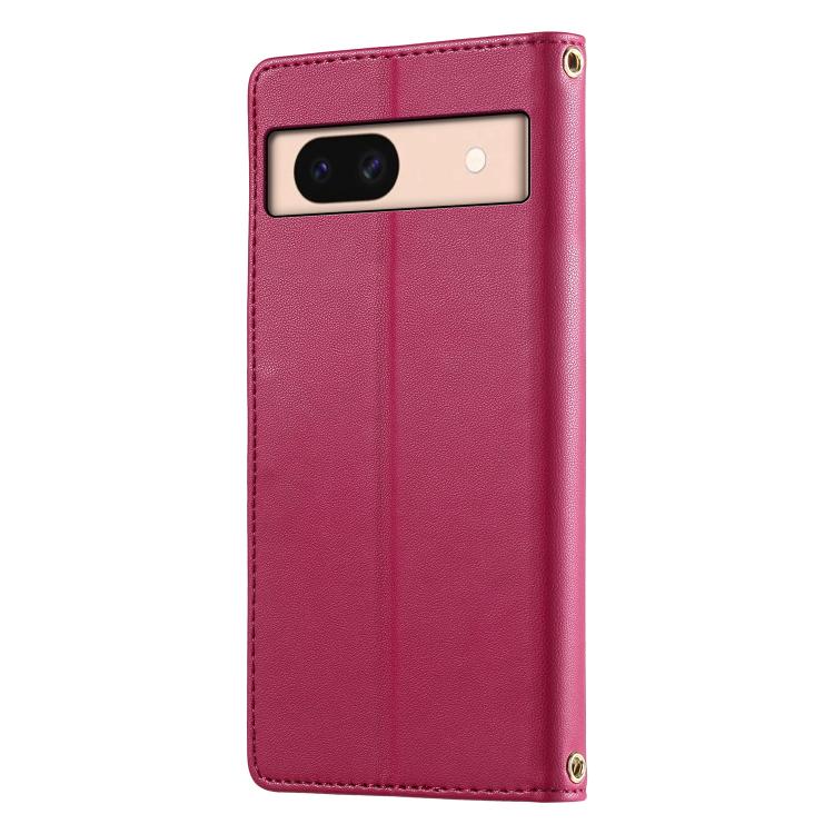 For Google Pixel 8a Cute Cats Magnetic Closure Vegan Leather Phone Case with Strap