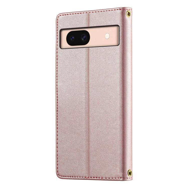 For Google Pixel 8a Cute Cats Magnetic Closure Vegan Leather Phone Case with Strap