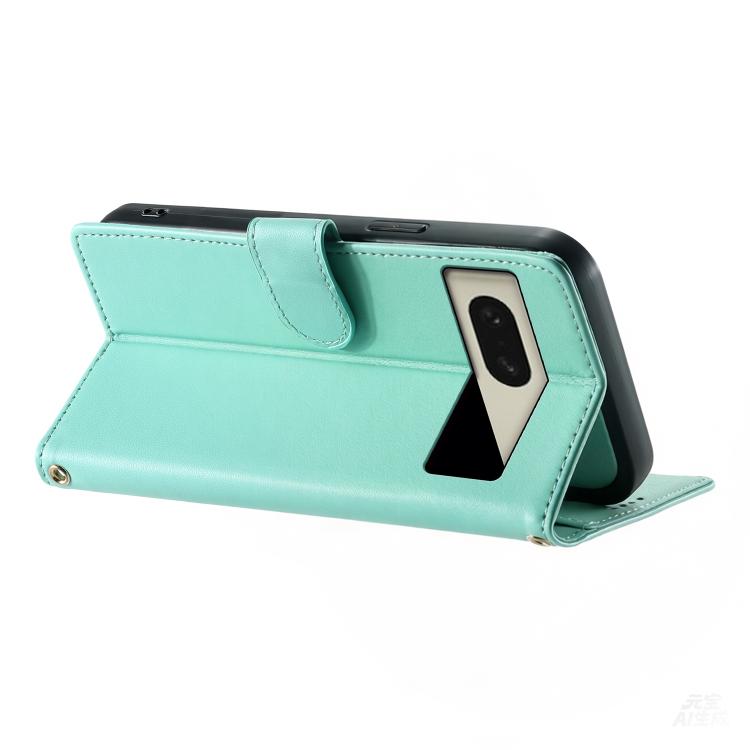 For Google Pixel 8 Cute Cats Magnetic Closure Vegan Leather Phone Case with Strap