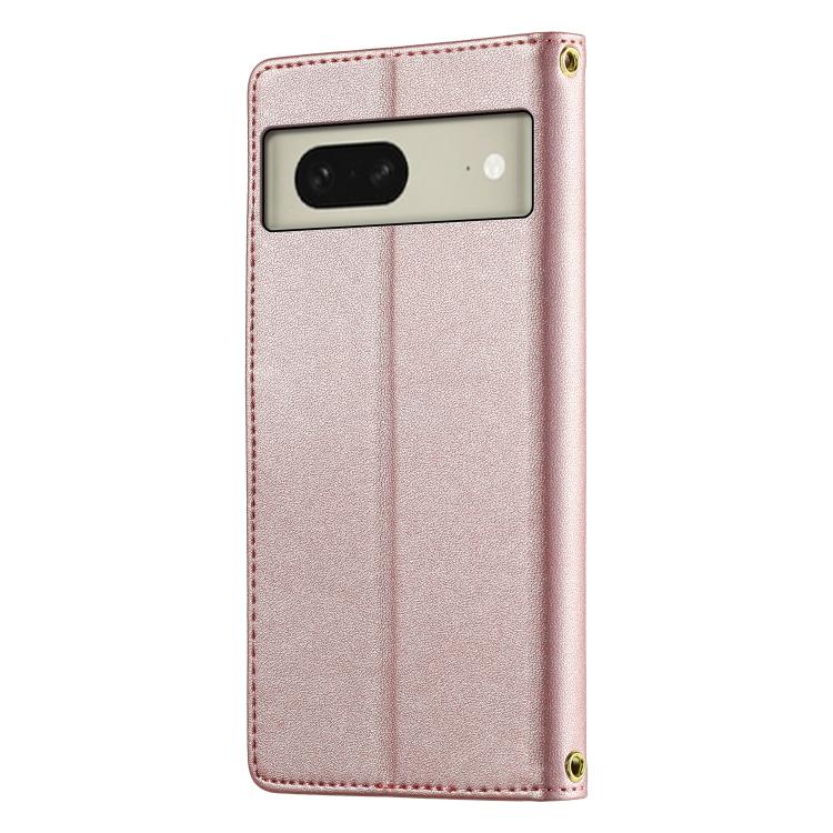 For Google Pixel 8 Cute Cats Magnetic Closure Vegan Leather Phone Case with Strap