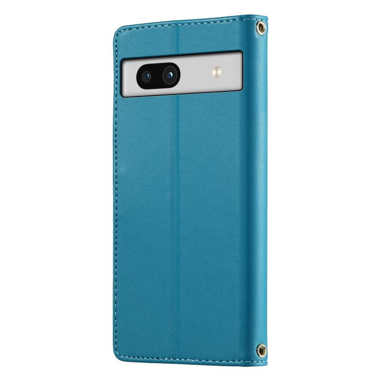 For Google Pixel 7a Cute Cats Magnetic Closure Vegan Leather Phone Case with Strap