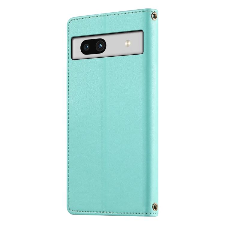 For Google Pixel 7a Cute Cats Magnetic Closure Vegan Leather Phone Case with Strap