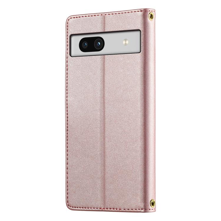 For Google Pixel 7a Cute Cats Magnetic Closure Vegan Leather Phone Case with Strap