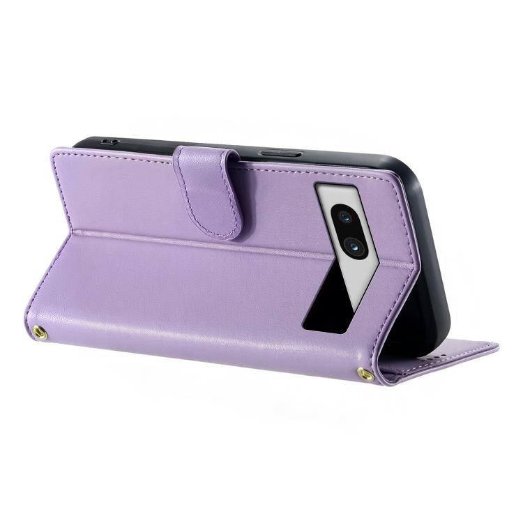 For Google Pixel 7a Cute Cats Magnetic Closure Vegan Leather Phone Case with Strap