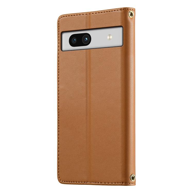 For Google Pixel 7a Cute Cats Magnetic Closure Vegan Leather Phone Case with Strap