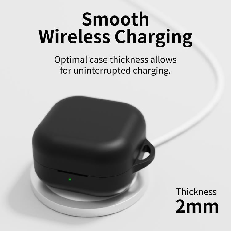 For Galaxy Buds4 / Buds4 Pro 2mm Thickness One-piece Silicone Earbuds Protective Case with Hook