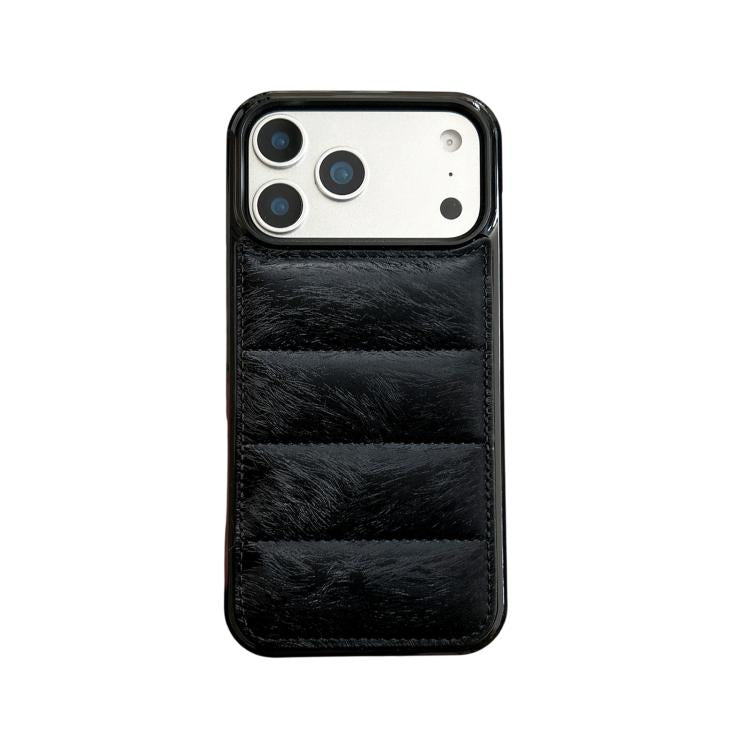 For iPhone 16 Horsehair Eiderdown Cotton Filling Airbag PU + TPU Phone Case