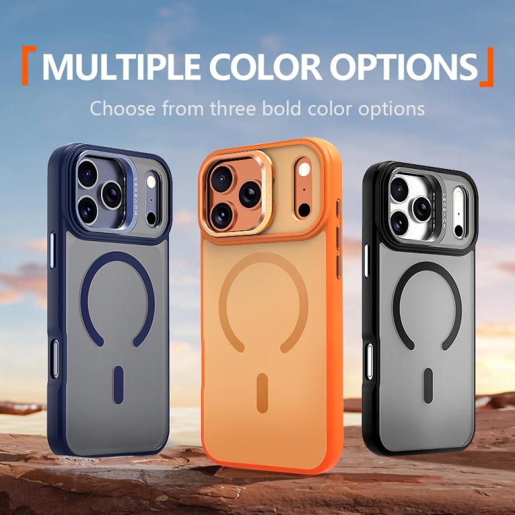 For iPhone 17 Pro LeReach Le-Luster Series Metal Lens Kickstand Magnetic Phone Case