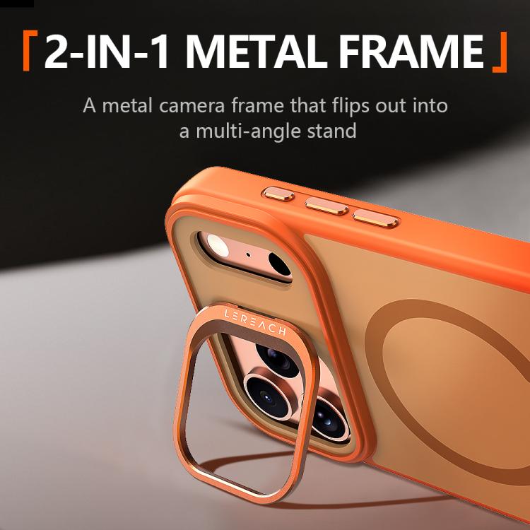 For iPhone 17 Pro LeReach Le-Luster Series Metal Lens Kickstand Magnetic Phone Case