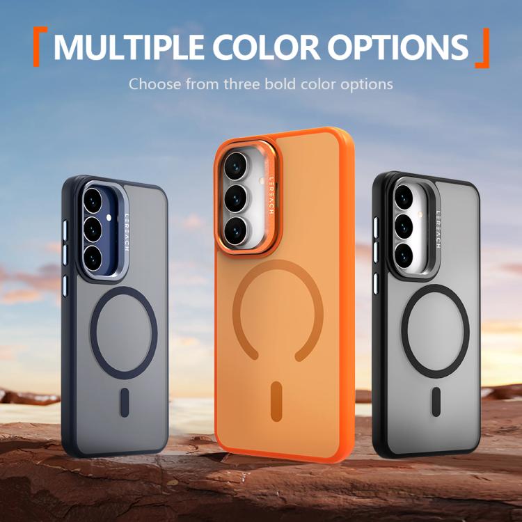For Galaxy S25 FE 5G LeReach Le-Luster Series Metal Lens Kickstand Magnetic Phone Case