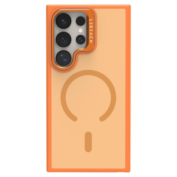 For Galaxy S24 Ultra 5G LeReach Le-Luster Series Metal Lens Kickstand Magnetic Phone Case