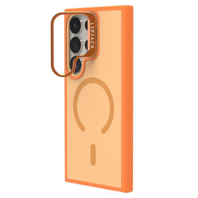 For Galaxy S24 Ultra 5G LeReach Le-Luster Series Metal Lens Kickstand Magnetic Phone Case