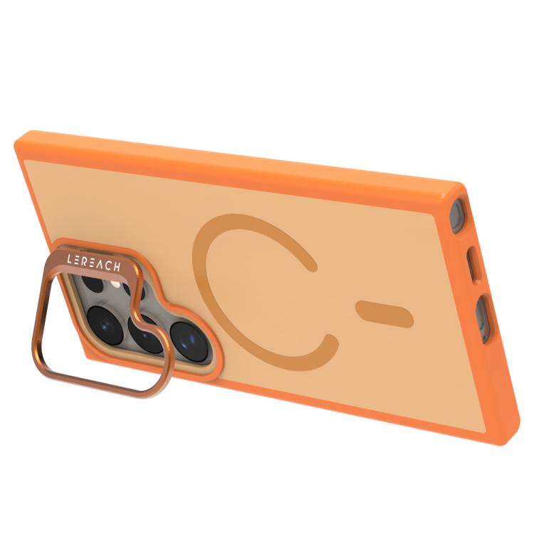 For Galaxy S24 Ultra 5G LeReach Le-Luster Series Metal Lens Kickstand Magnetic Phone Case
