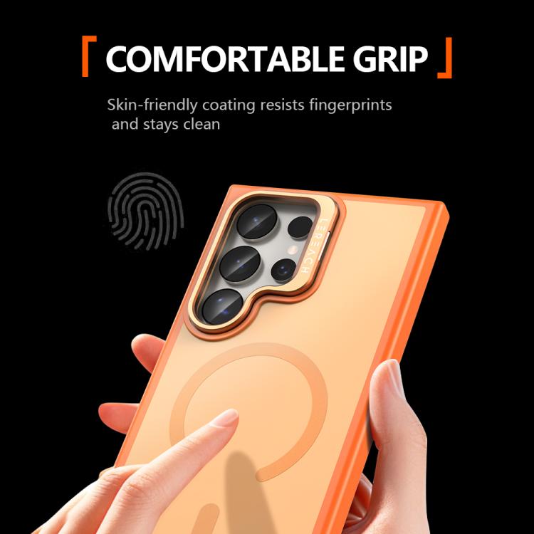 For Galaxy S24 Ultra 5G LeReach Le-Luster Series Metal Lens Kickstand Magnetic Phone Case