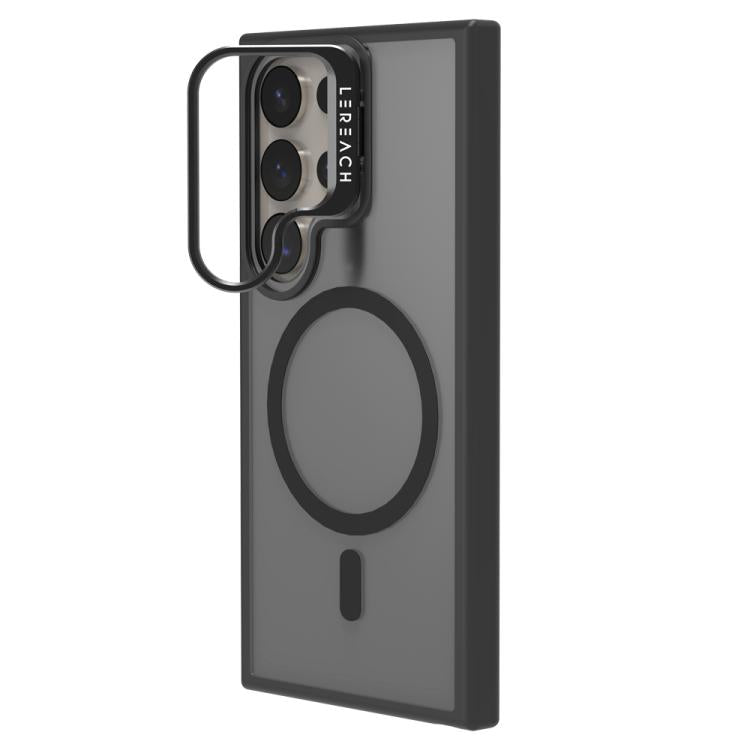 For Galaxy S24 Ultra 5G LeReach Le-Luster Series Metal Lens Kickstand Magnetic Phone Case