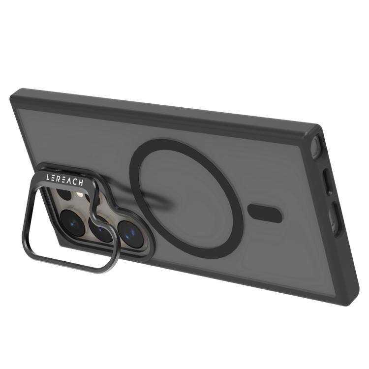 For Galaxy S24 Ultra 5G LeReach Le-Luster Series Metal Lens Kickstand Magnetic Phone Case