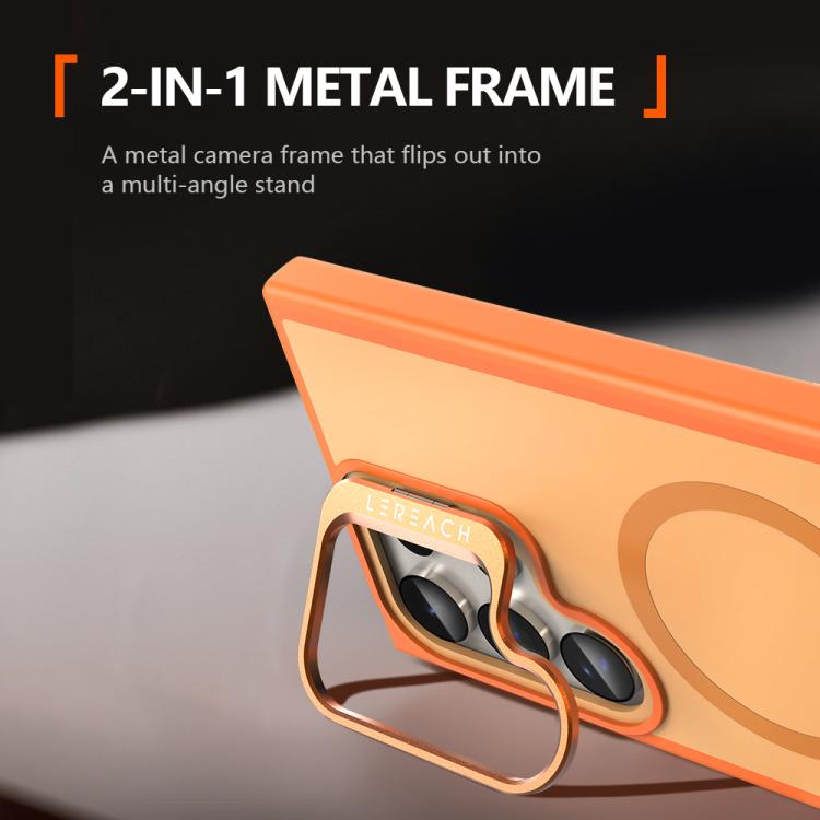 For Galaxy S24 Ultra 5G LeReach Le-Luster Series Metal Lens Kickstand Magnetic Phone Case