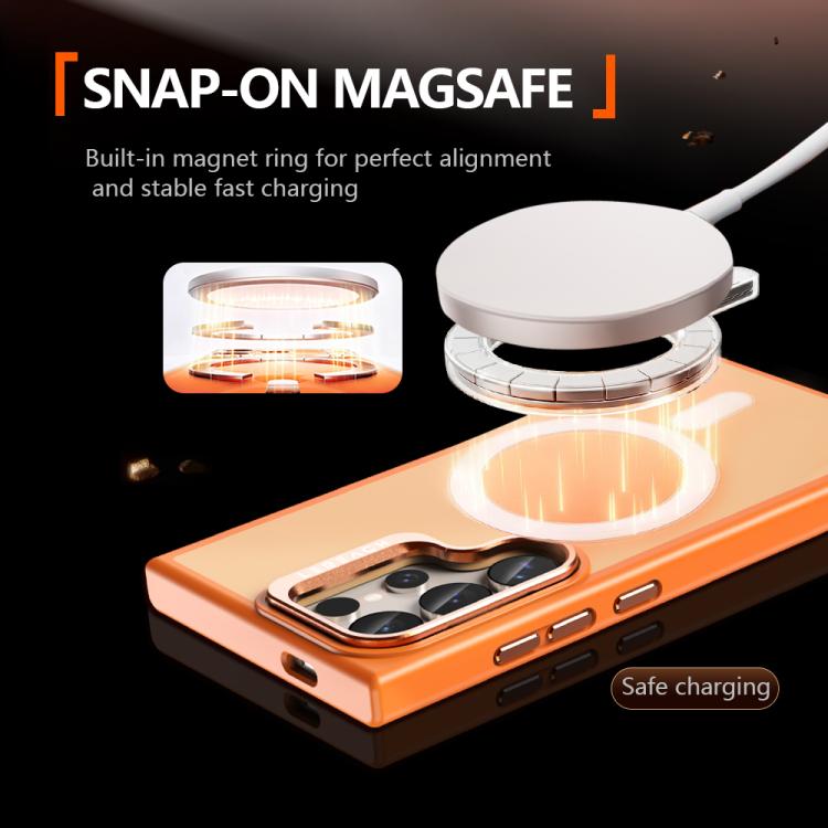 For Galaxy S24 Ultra 5G LeReach Le-Luster Series Metal Lens Kickstand Magnetic Phone Case