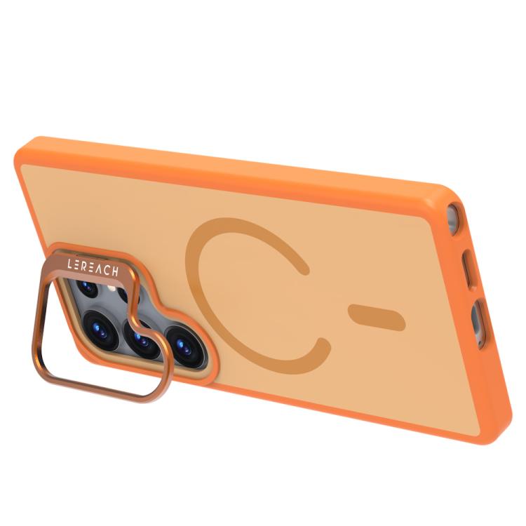 For Galaxy S25 Ultra 5G LeReach Le-Luster Series Metal Lens Kickstand Magnetic Phone Case